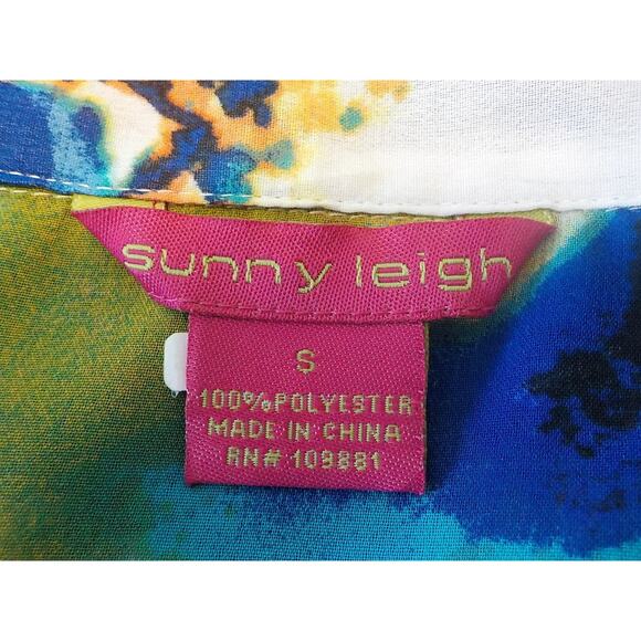 Sunny Leigh Women Small Shirt Floral Sheer Chiffon Jewel Button Multicolor Tunic - Picture 7 of 9